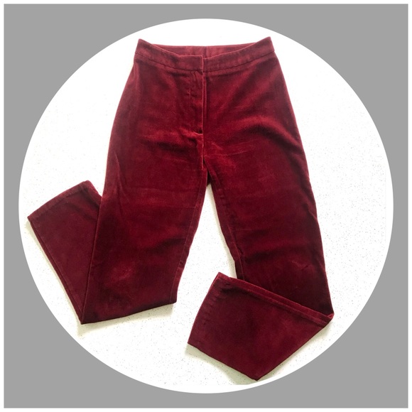 Vintage Pants - Vintage 1990’s burgundy velvet cigarette pants